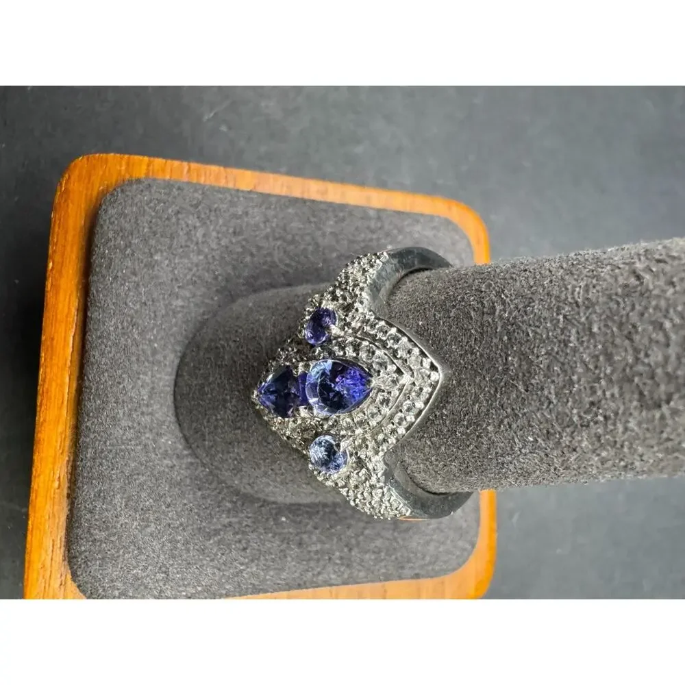 Chuck Clemency STS Sterling Silver 925 Tanzanite Gemstone CZ Ring Size 10